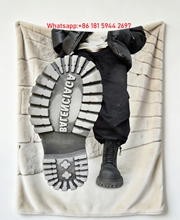Balenciaga Boot Sole Print Flannel Fleece Throw Blanket Sofa Cover BA350